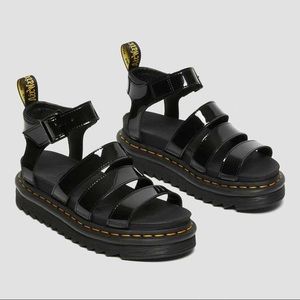 Dr Martens Blaire Patent Platform Black Sandals, W 7